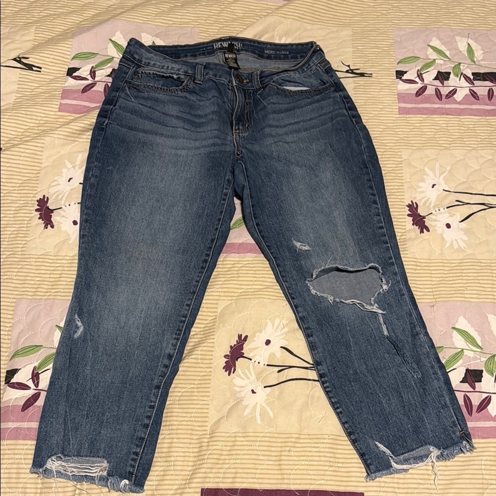 Rewash Blue Boyfriend Jeans with Distressed Details